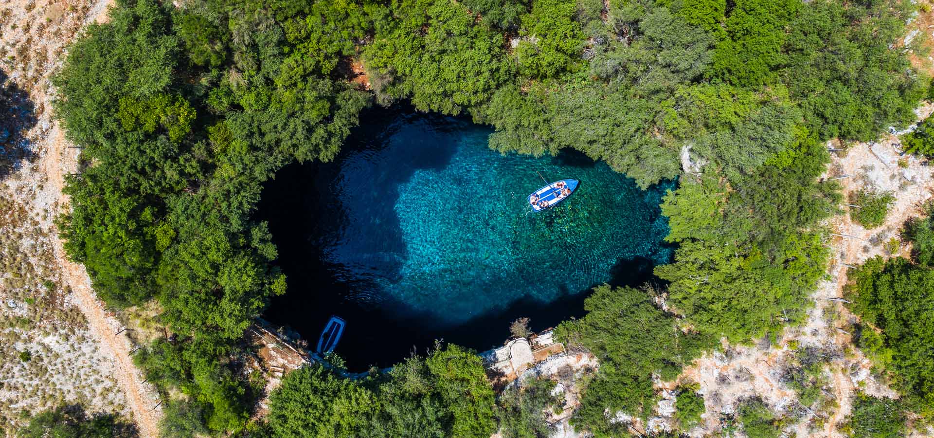 Aerial View Of Melissani Cave, Kefalonia